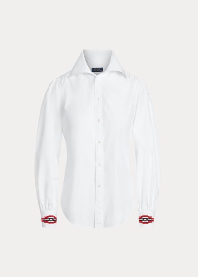 Camisa Oxford Polo Ralph Lauren Mujer Blancos - Embroidered - ERACK1384